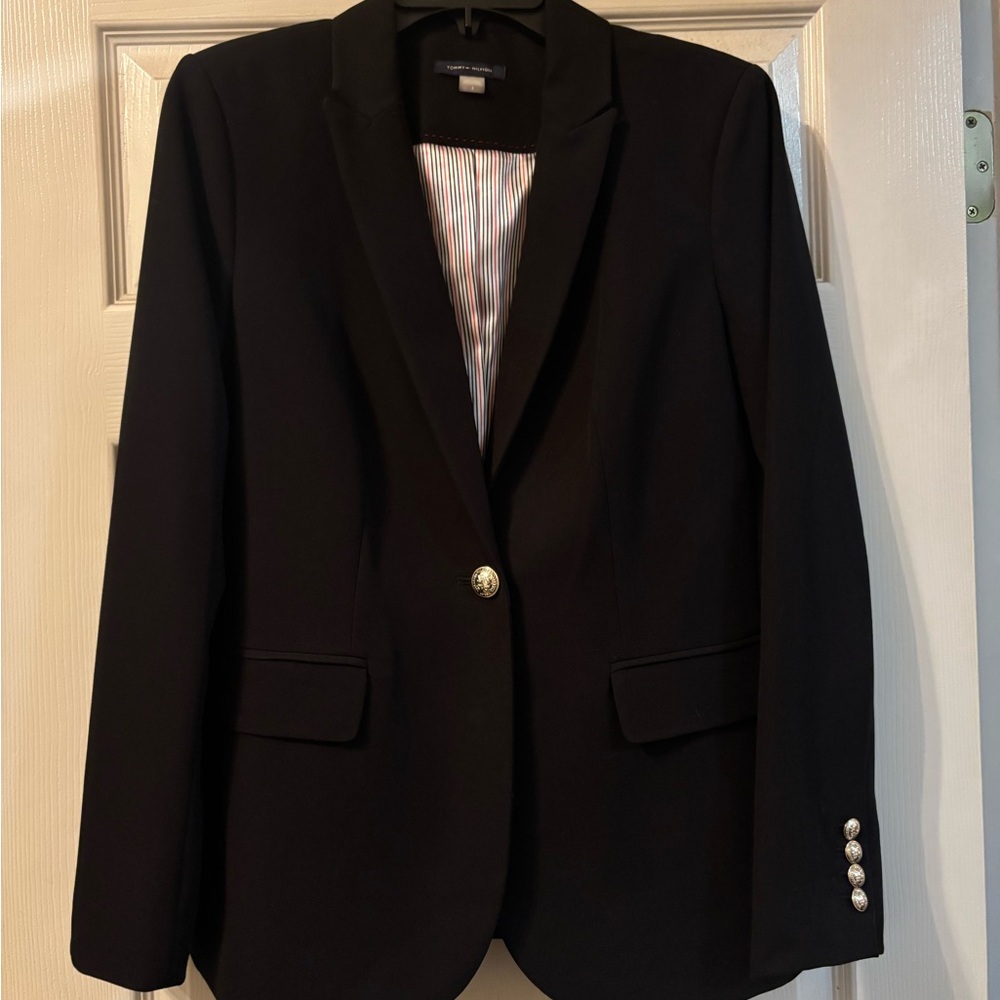 Tommy Hilfiger Black Blazer with Silver Button Accents